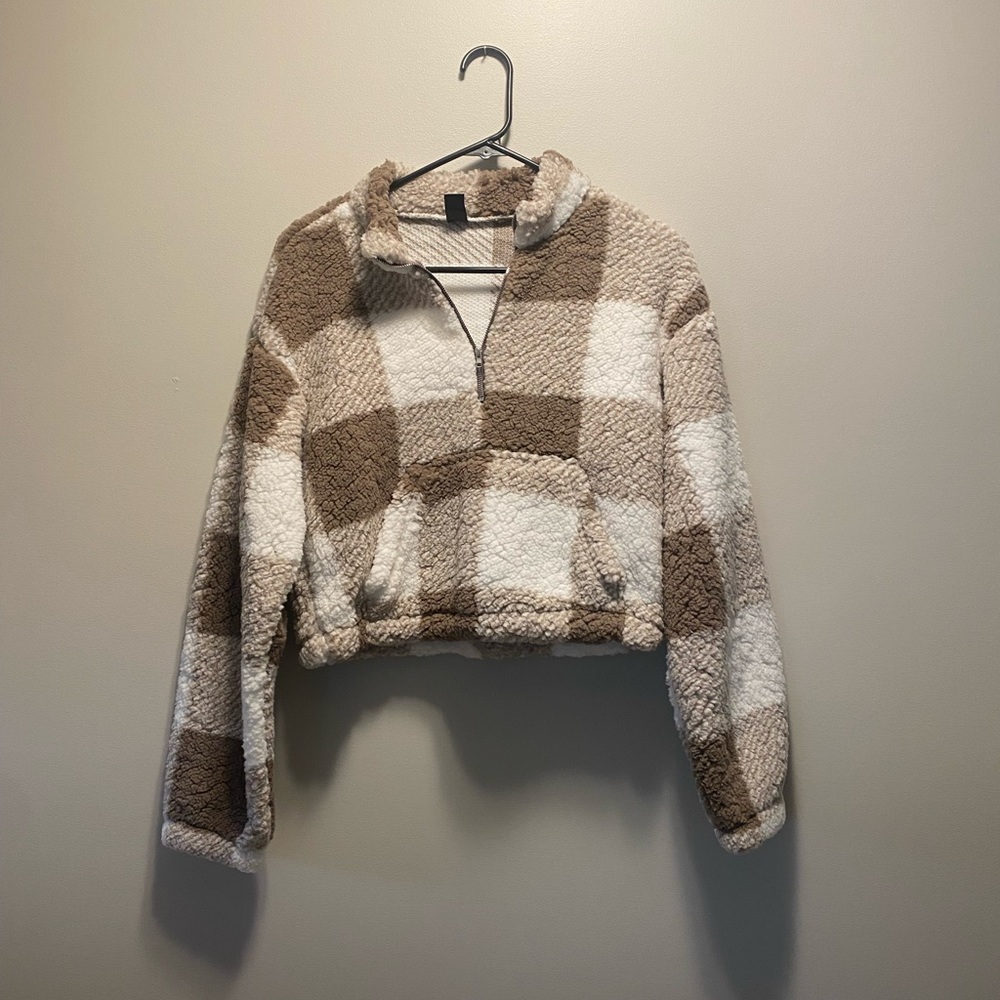 Sherpa cropped sweater. Never worn.